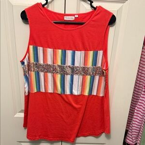Red Striped Women's Tank Top